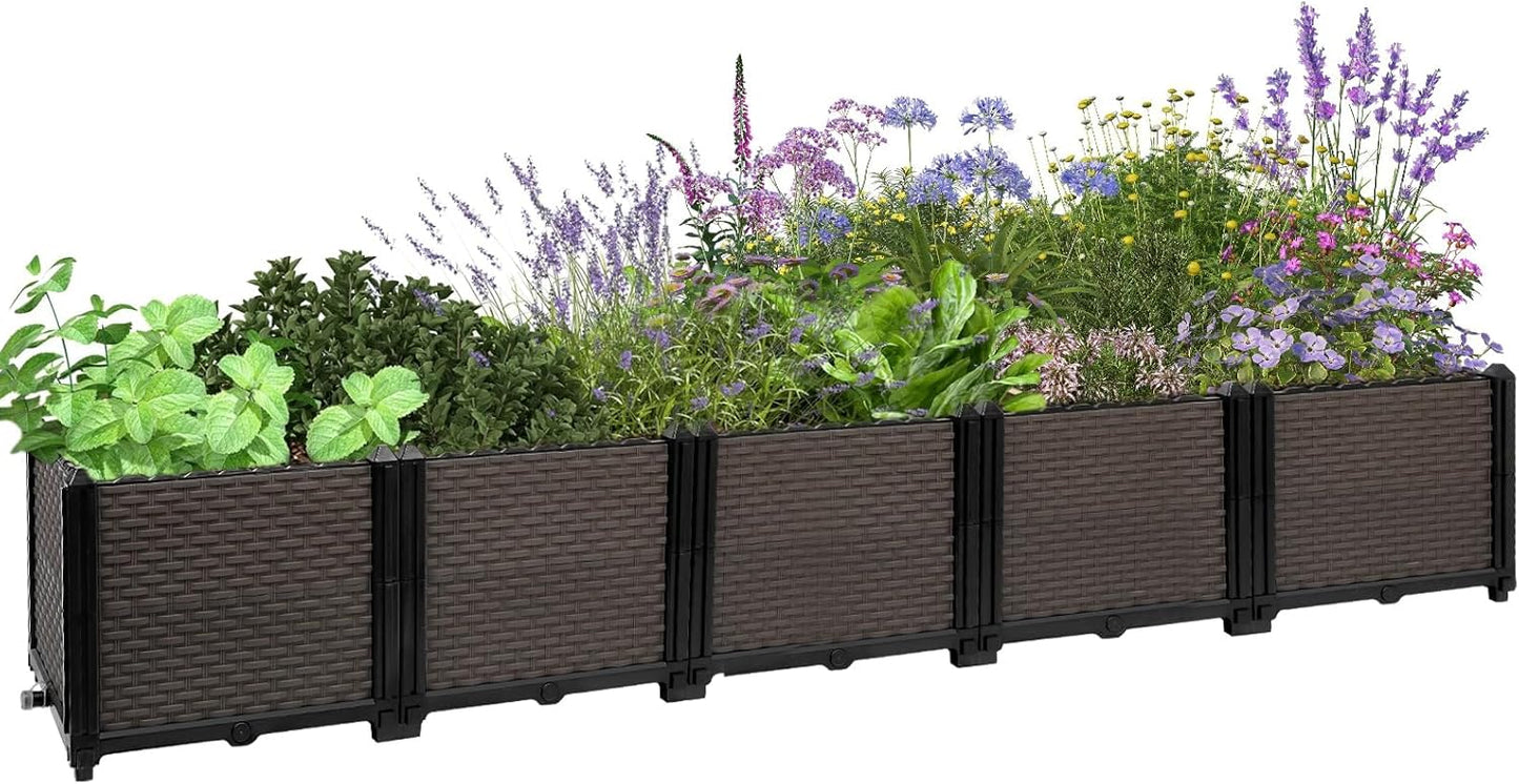 Large Raised Planter Box Outdoor Self Watering 78.7"x15.7"x14.2", Deep Raised Garden Bed - Elevated Garden Box with Drainage Plug, Rectangular Garden Planter Perfect for Patio Balcony Deck