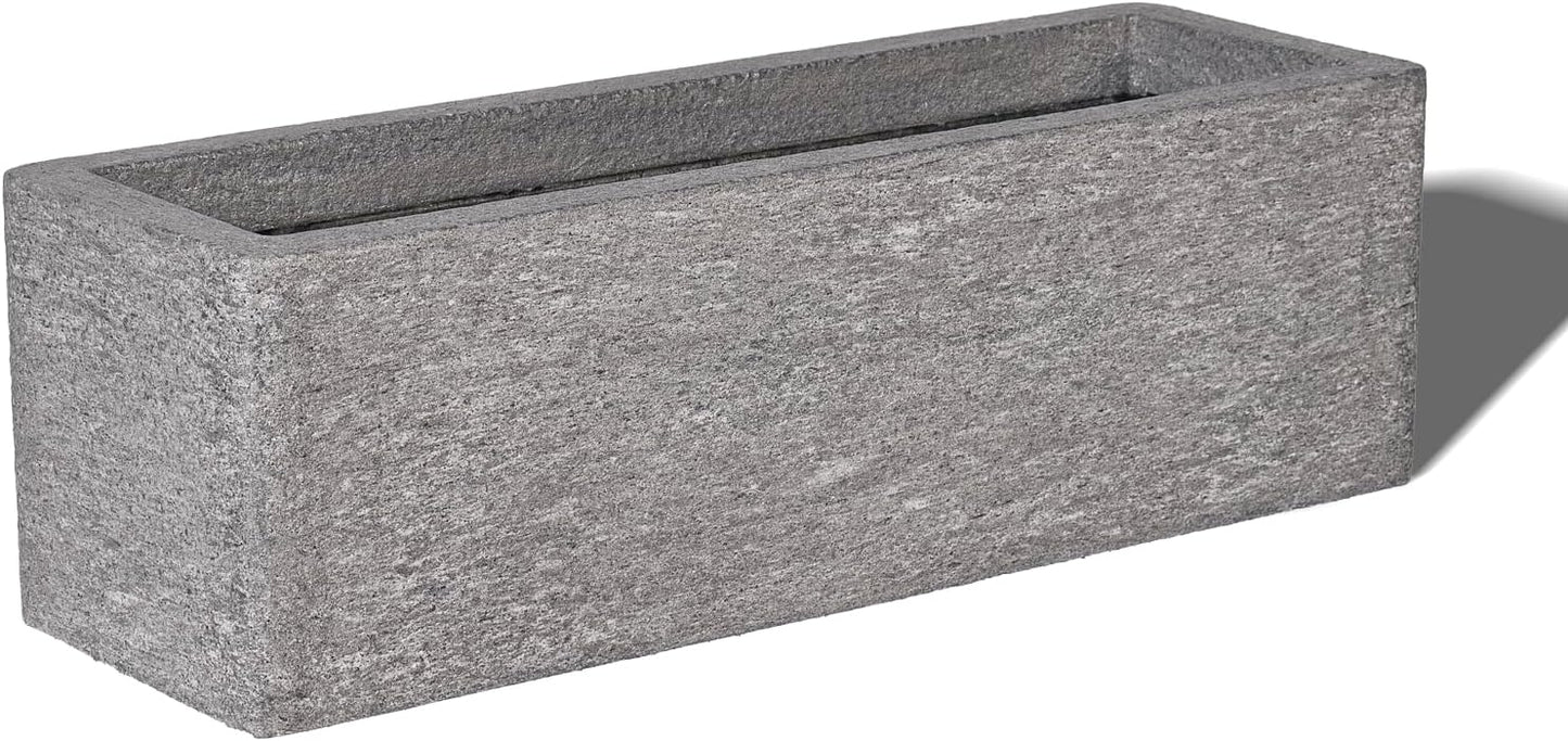 24 Inch Rectangular Concrete Planter,Durable All-Weather Use with Drainage Holes,Large Rectangular Planter for Outdoor Indoor Plants