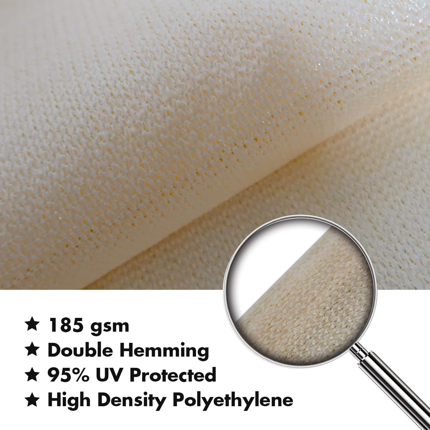 KANAGAWA 10'X24' Cream Custom Size Sun Shade Sail Rectangle UV Block Canopy Cover for Patio Backyard Lawn Garden Outdoor (Customized Available)