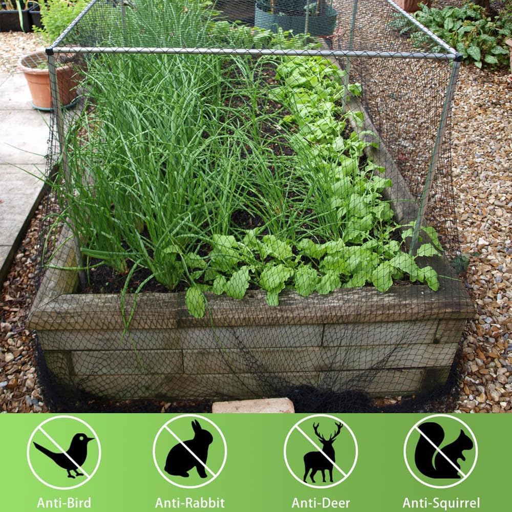 Bird Netting 50x50 Ft, 1 in Mesh Heavy Duty Garden Netting Pest Barrier for Plants, Fruit Trees, Vegetables, Extra Strong Woven Mesh Netting, Animal Fencing Against Birds, Deer, Poultry