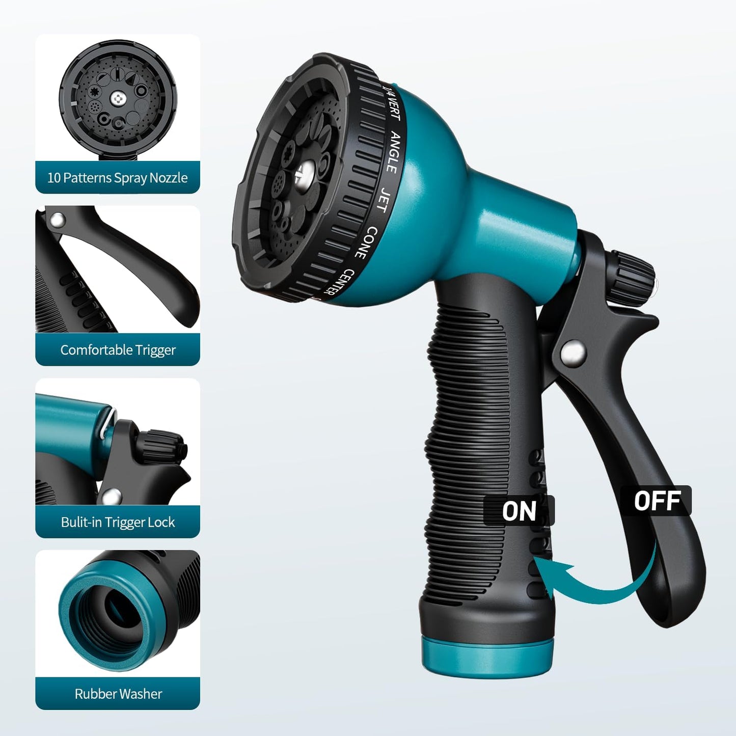 Garden Hose Nozzle Sprayer 10 Watering Patterns Spray Nozzles Heavy Duty Hose Head Lightweight Hose Attachment Blue