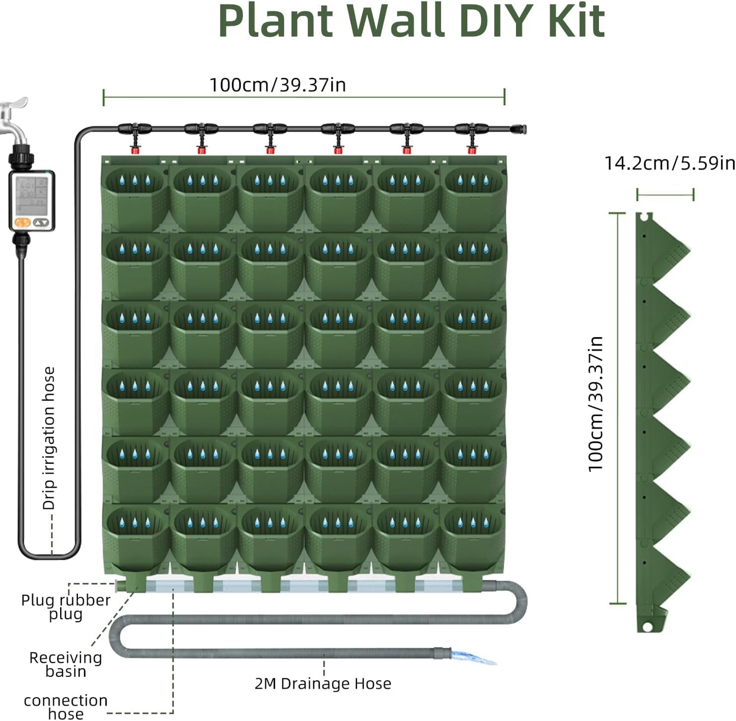 Self Watering Wall Planter with 36 Pots, Vertical Garden Planter for Indoor Plants, Wall Mounted planters Hanging Flower Herbs Vegetables for Garden (36POTS with Irrigation System)