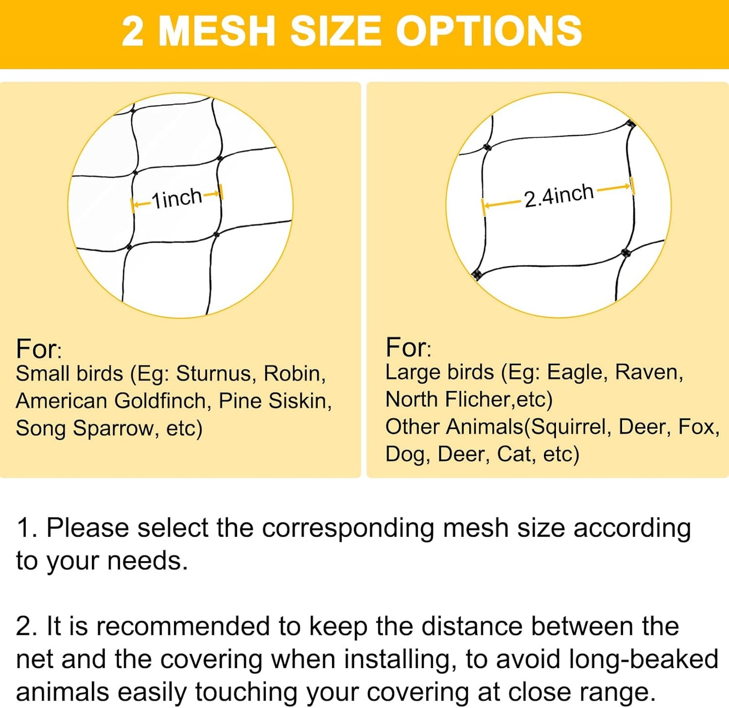 Bird Netting 50ft x 100ft, Heavy Duty Garden Net 1 inch Mesh Nylon Nettings for Chicken Coop Roof, Poultry Netting Deer Fence Trellis Net for Fruits Trees Plants