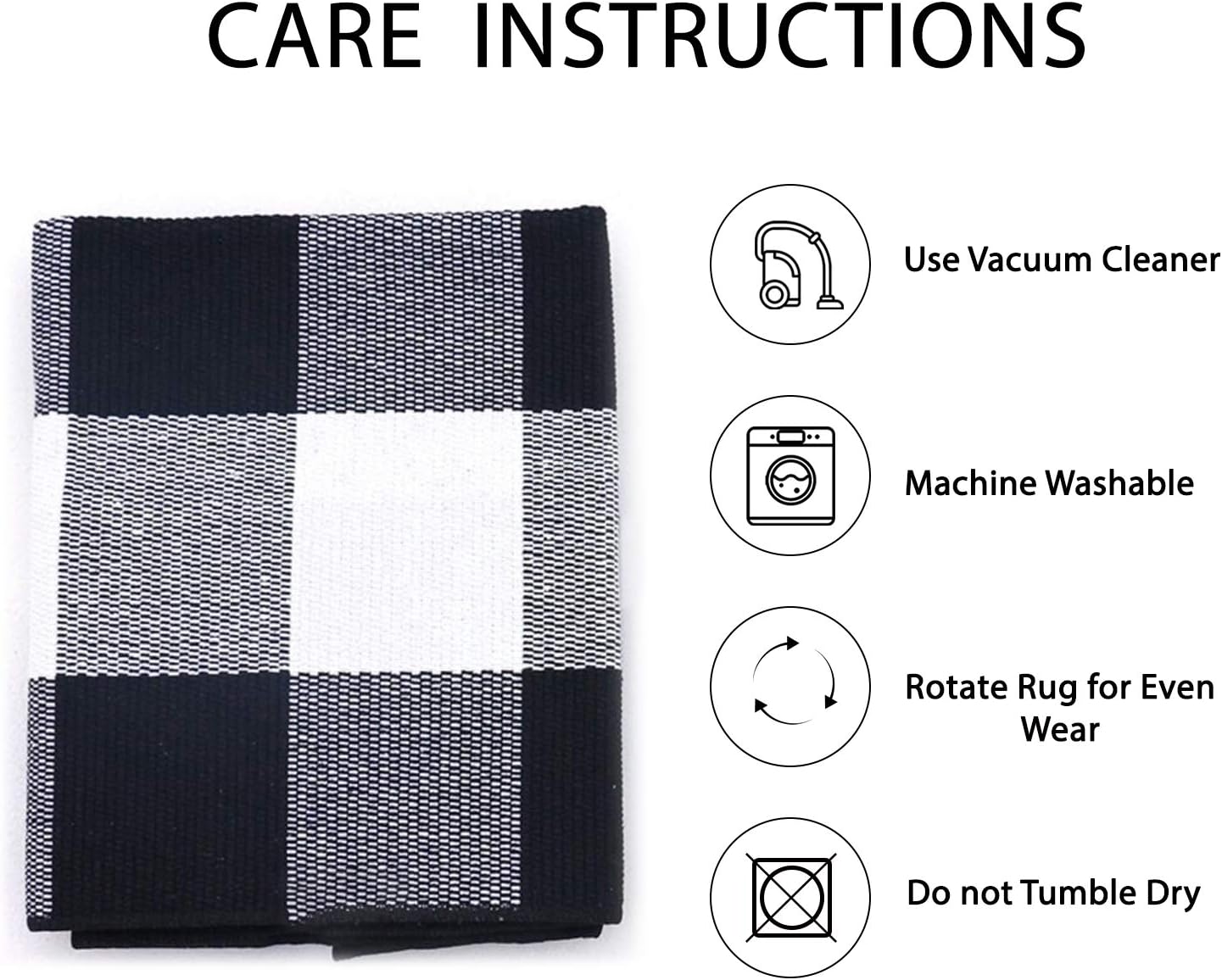 IOHOUZE Buffalo Plaid Rug 5x8 Ft Indoor Outdoor Rug, Washable Rugs for Living Room, Spring Summer Welcome Mats Outdoor, Black White Rug for Farmhouse/Entryway/Home Entrance