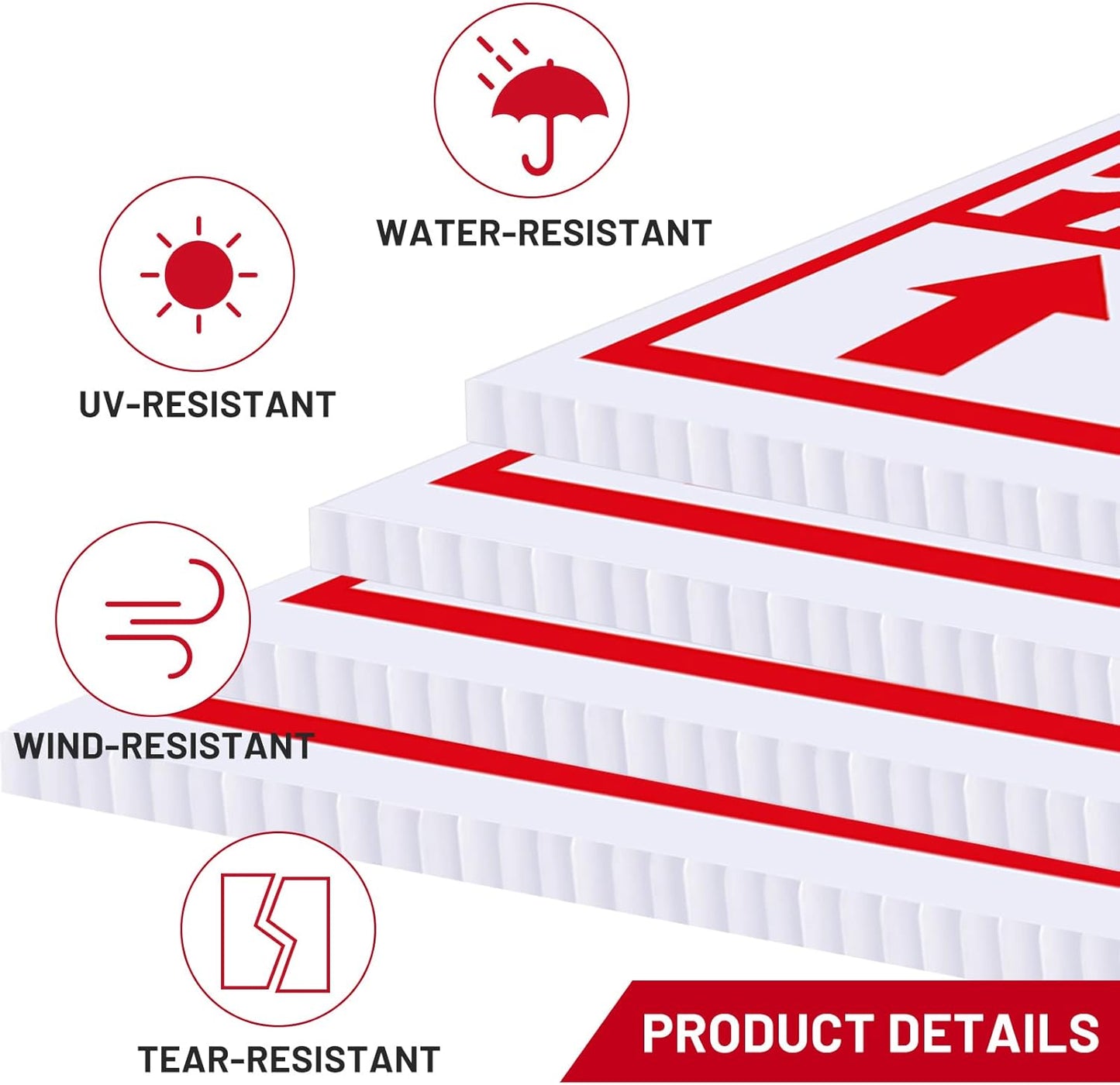 Juexica 9 Pieces 16 x 12 Inches Outdoor Event Parking Signs with Arrow Corrugated Plastic Yard Double Sided Event Signs Outdoor Directional Guest Parking(Red)