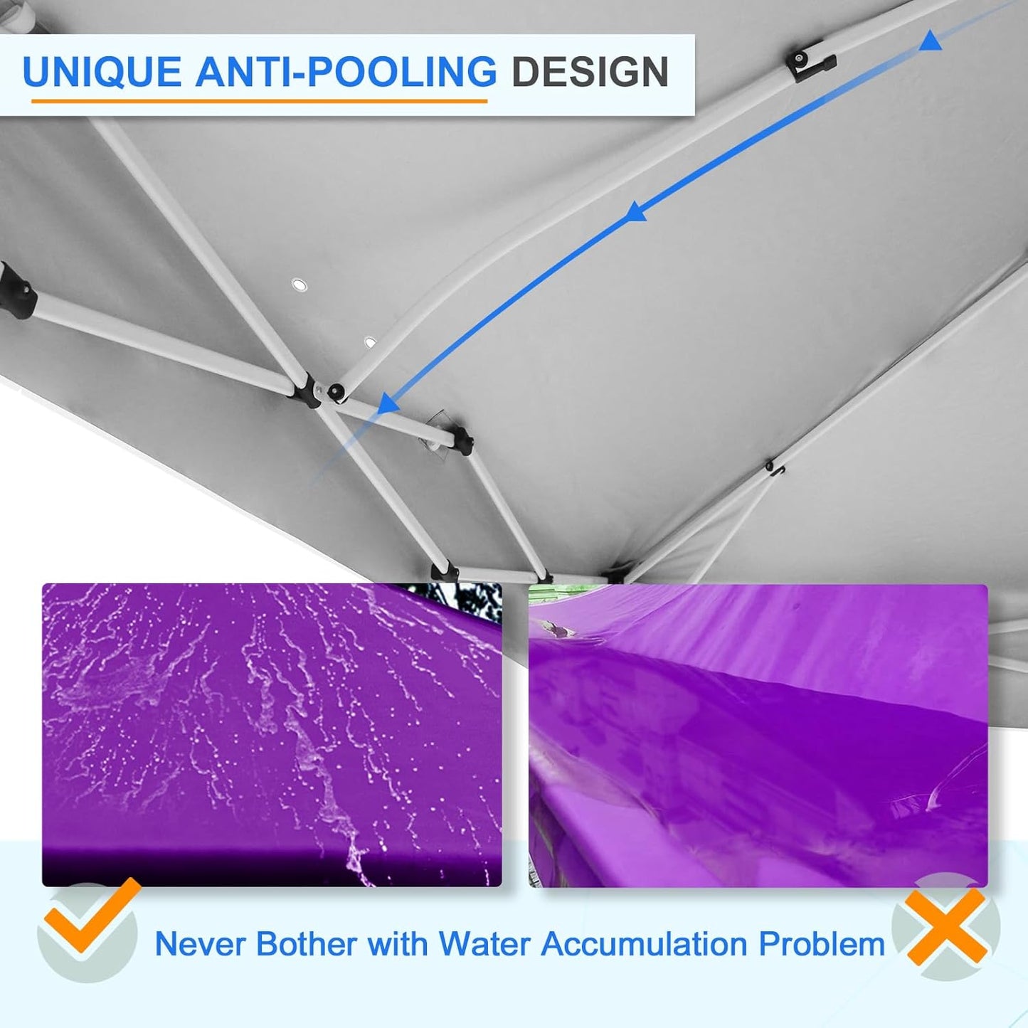 EAGLE PEAK Pop Up Canopy Tent with Wheeled Carry Bag, 8 Stakes, 4 Ropes, 4 Weight Bags, Easy Set Up Tent Canopy, 12x12 ft, 144sqft of Shade, Purple