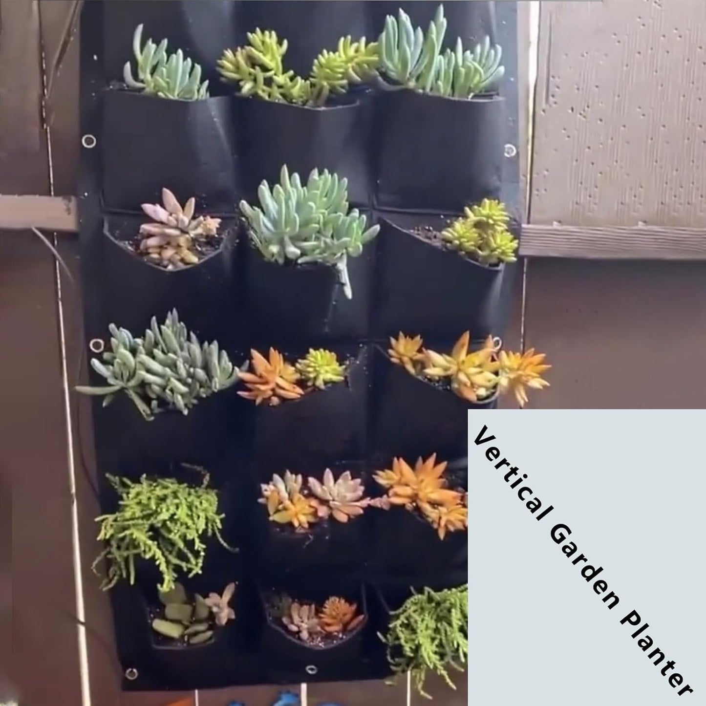 ZOENHOU 2 Pack Total 36 Roomy Pockets Vertical Garden Planter, Wall-Hanging Flower Pot Bags, Felt Wall Mount Balcony Planter Pouch for Herbs, Succulent, Flowers and Vegetables