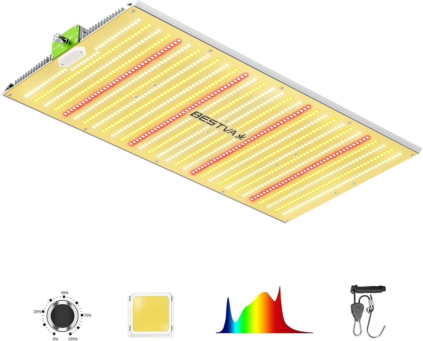 BESTVA 2025 Upgraded BP2000 LED Grow Light with High Yield Diodes & Dimmable Full Spectrum Plant Light for Indoor Plants Seedling Veg and Bloom Grow Lamp for 4x2/3x3 Grow Tent
