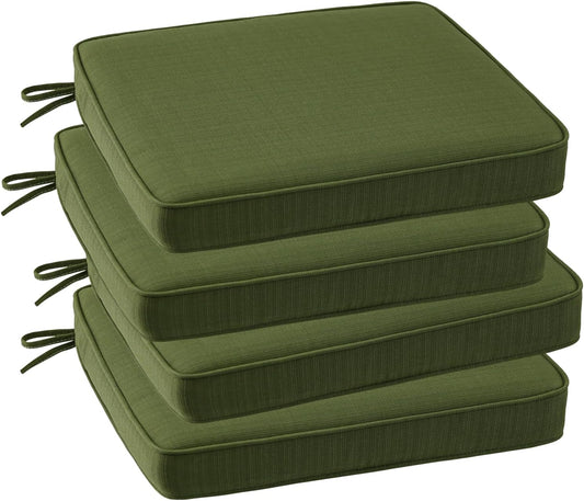 Outdoor Square Corner Seat Cushion, 18.5"x16"x3", Set of 4, Non Slip Seat Cushion Pads with Removable Cover for Patio Furniture, Garden Yard Lawn, Deep Forest Green