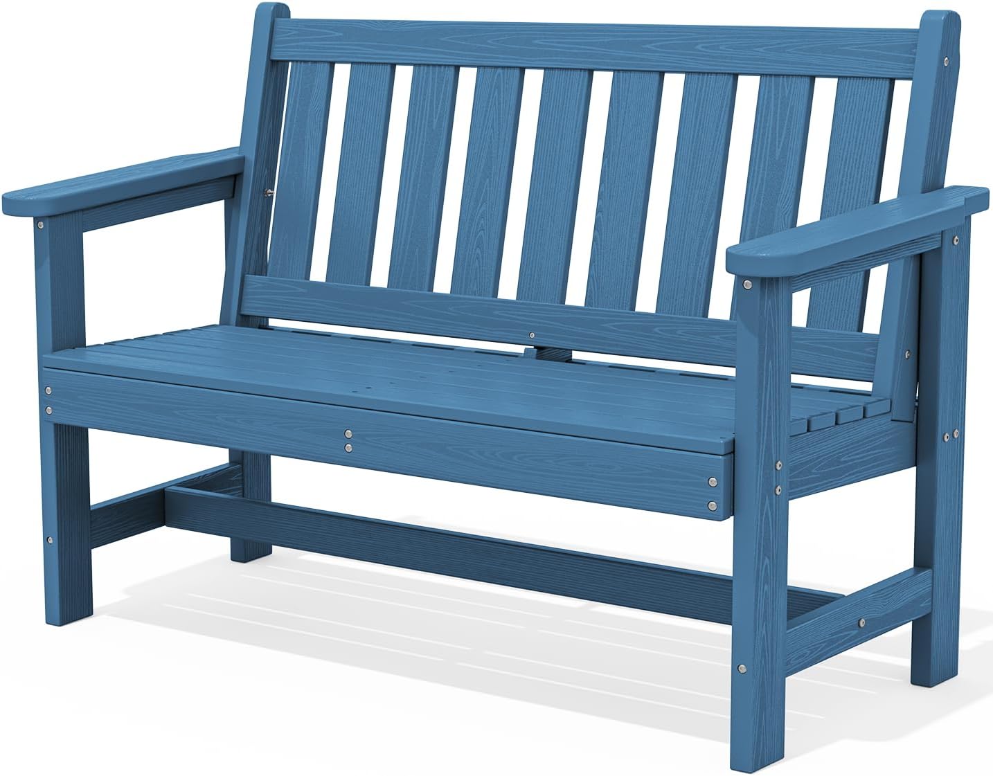 SERWALL Outdoor Bench, HDPE Outdoor Benches Weatherproof, 2-Person Garden Bench with 660 lbs Weight Capacity, Patio Benches for Outdoors, Garden, Porch, Backyard and Park, Navy Blue