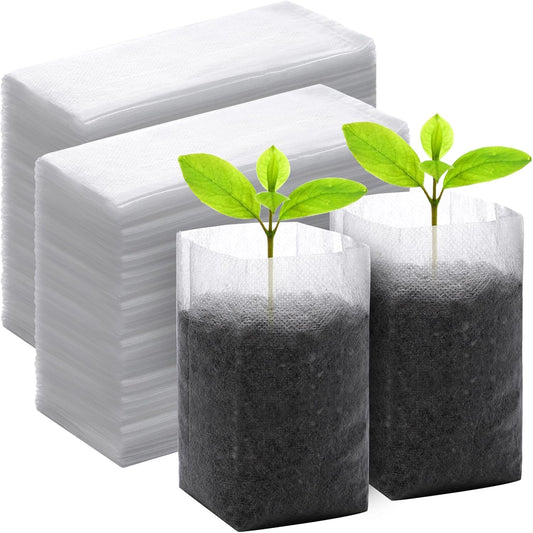 GREANER 400 PCS Nursery Bags - 5.5"x6.3", Biodegradable Plant Starter Bags, Thickened Non-Woven Biodegradable Plant Pots for Plant, Seedling, Garden, Flower, Vegetable, Indoors and Outdoor Use
