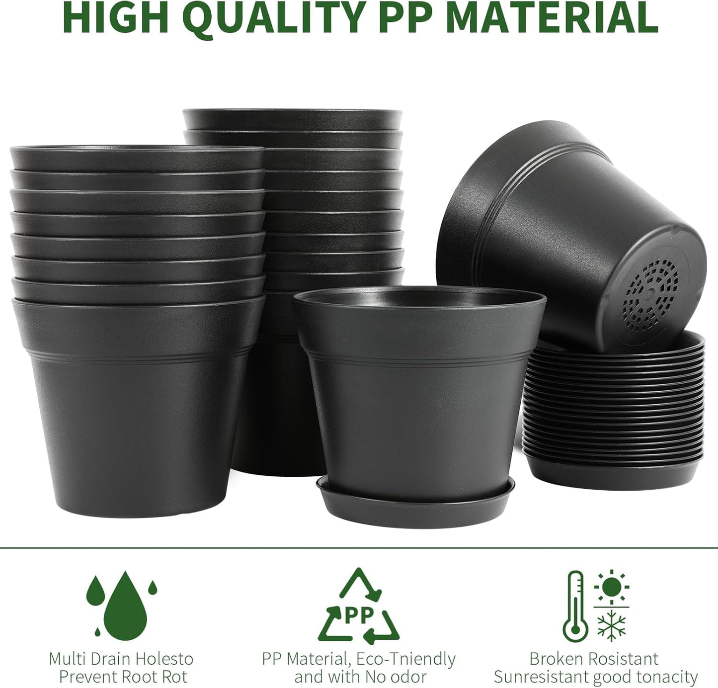 GARDIFE 20 Pack 6 inch Plant pots, planters for Indoor Plants, Flower pots, Black