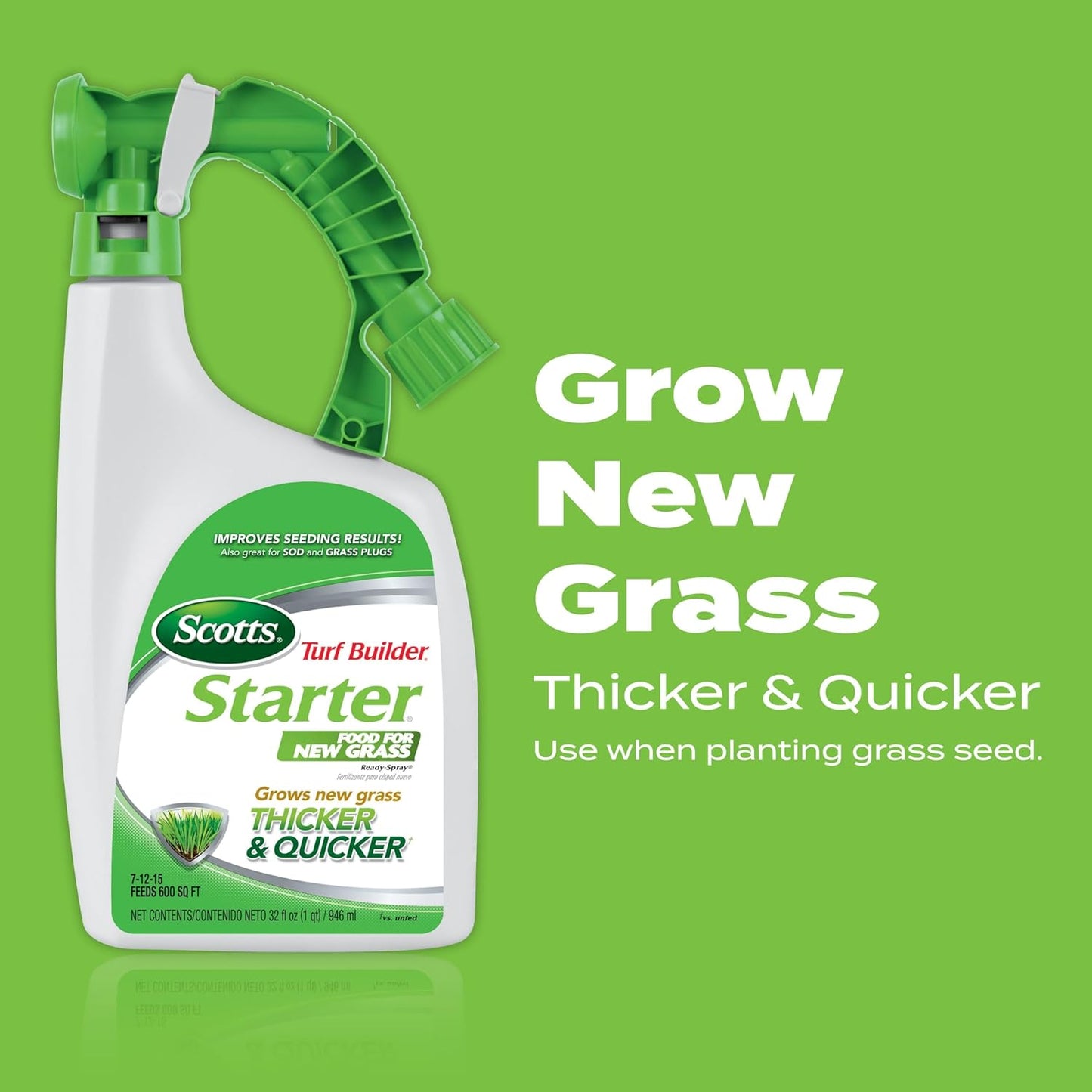 Scotts Turf Builder Starter Food for New Grass Ready-Spray, Use on Newly Seeded Lawns or After Installing Sod, For All Grass Types, 600 sq. ft., 32 oz.