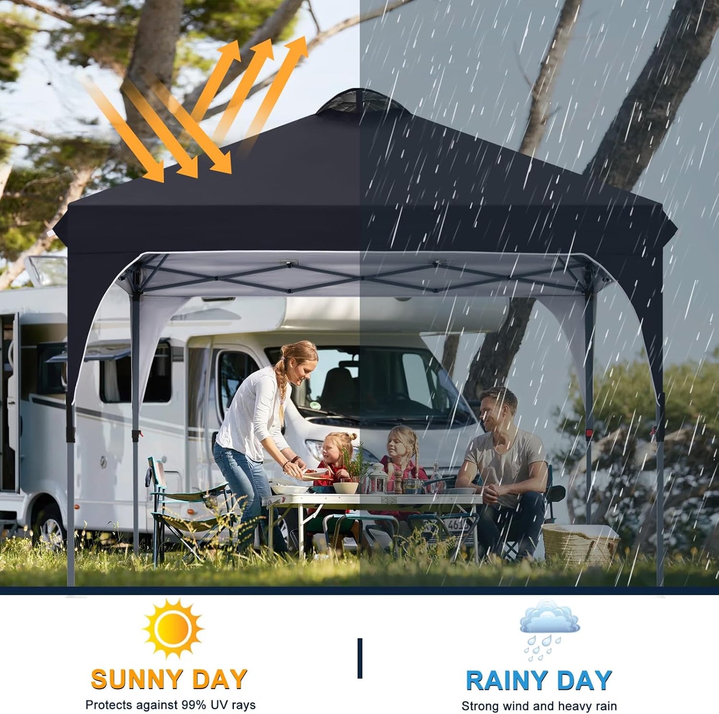 COOSHADE Pop Up Canopy Tent, 10x10 Easy Setup Instant Canopy Sun Shelter Beach Tent, Portable Sports, Black