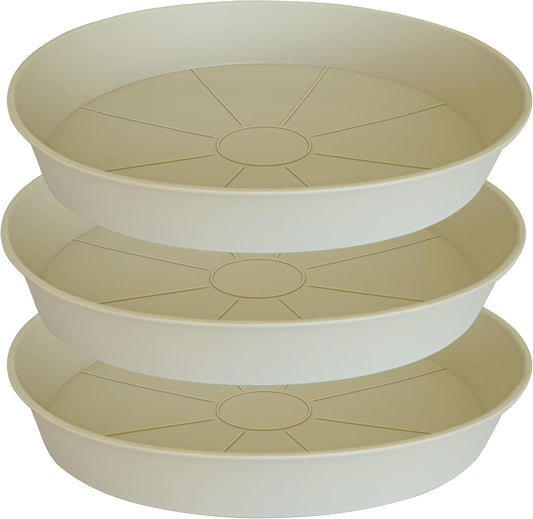 3 Pack of 20 22 inch Plant Saucer (19.2 Inch Base), 3.6" Depth Tray, Large Deep Garden Plastic Flower Planter Plant Trays for Indoors Outdoor Bath Bath (22", Beige)