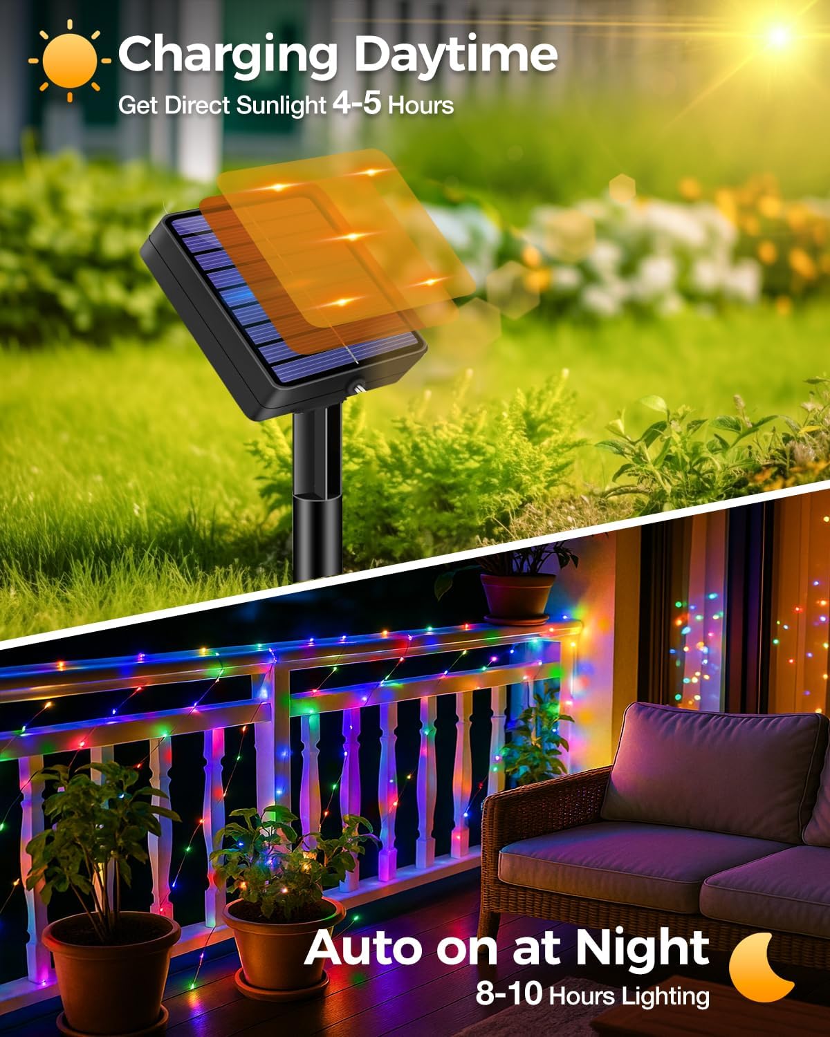 3 Pack Solar Fairy Lights for Outside Waterproof, 49FT/15M 150LED Solar String Lights Outdoor 8 Modes Solar Twinkle Lights for Garden Yard Christmas Tree Wedding Party Decor, Multicolor