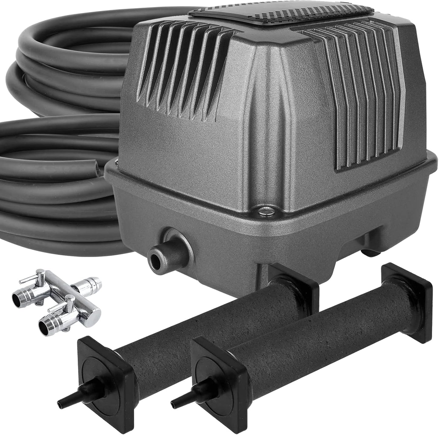AquaMiracle All-in-One Koi Pond Aerator for Outdoor Ponds, Pond Air Pump Pond Aeration System with Self-Sinking Airline Flow Control Rubber Air Diffuser