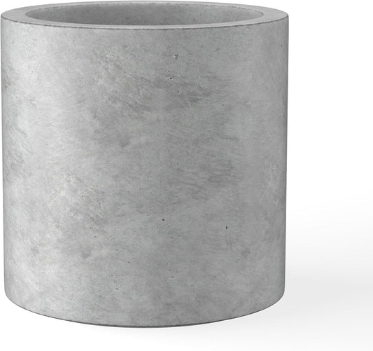 Kante 15.7" Dia Round Concrete Planter, Modern Style Large Cylindrical Plant Pot with Drainage Hole and Rubber Plug for Indoor Outdoor Patio, Natural Concrete