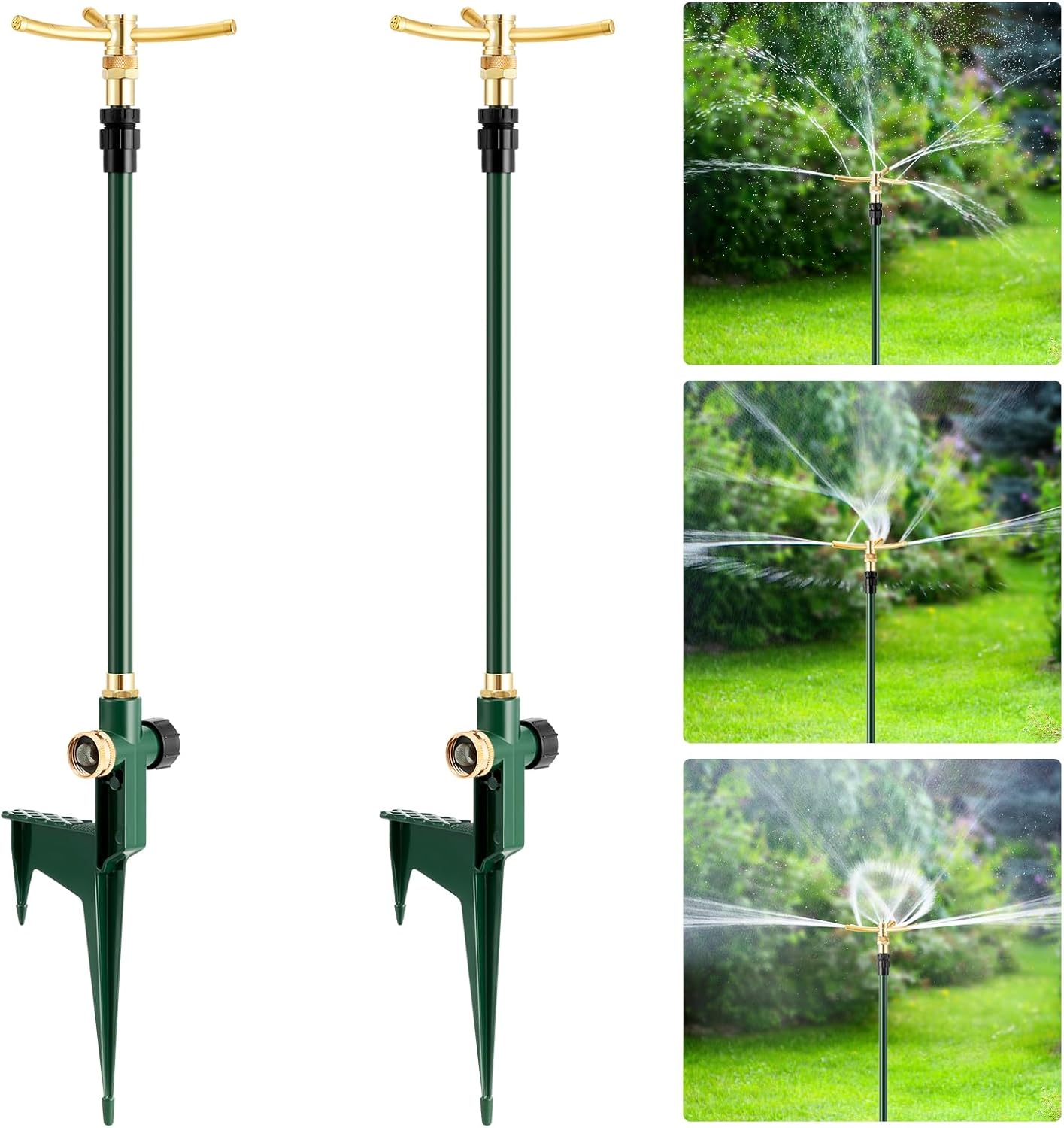 3-Arm Garden Sprinkler,360 Degree Rotating Lawn Sprinklers with Adjustable Tripod Base,Yard Sprinkler for Large Area Coverage,Hose Attachment Water Sprayer for Lawn,Garden,Animal Deterrent