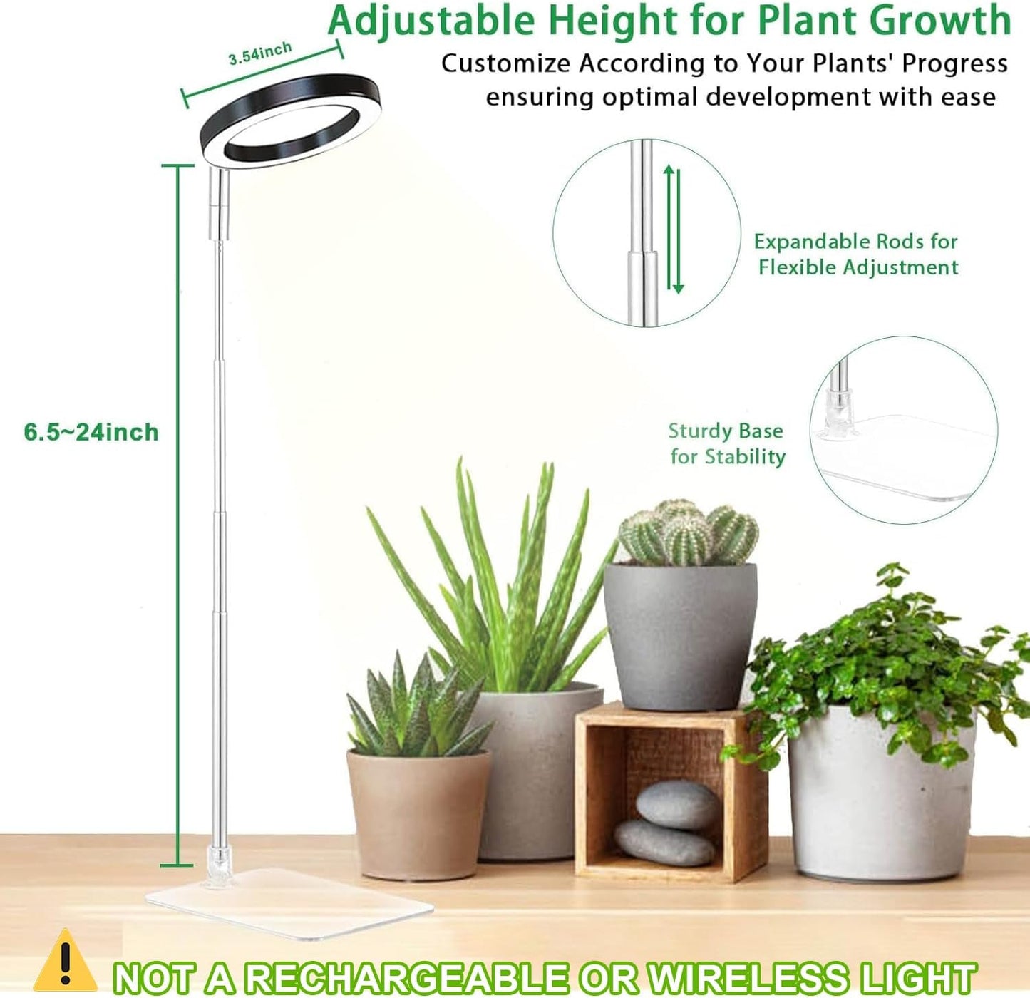 Plant Grow Light,yadoker LED Growing Light Full Spectrum for Indoor Plants,Height Adjustable, Automatic Timer, 5V Low Safe Voltage,Idea for Small Plant Light