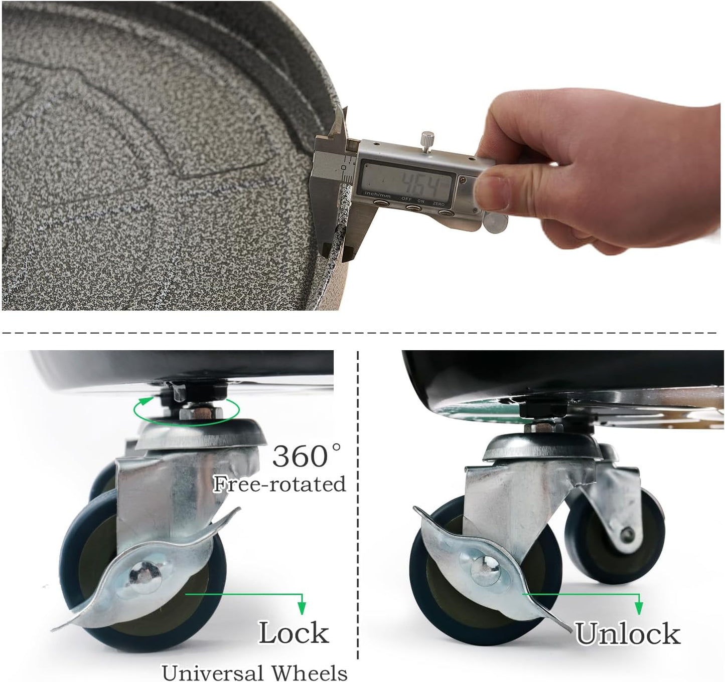 Choclaif Plant Caddy with Wheels,2 Pack Silver Heavy Duty Plant Stand with Universal Wheels,Round Pot Trolley for Indoor Outdoor 16inch