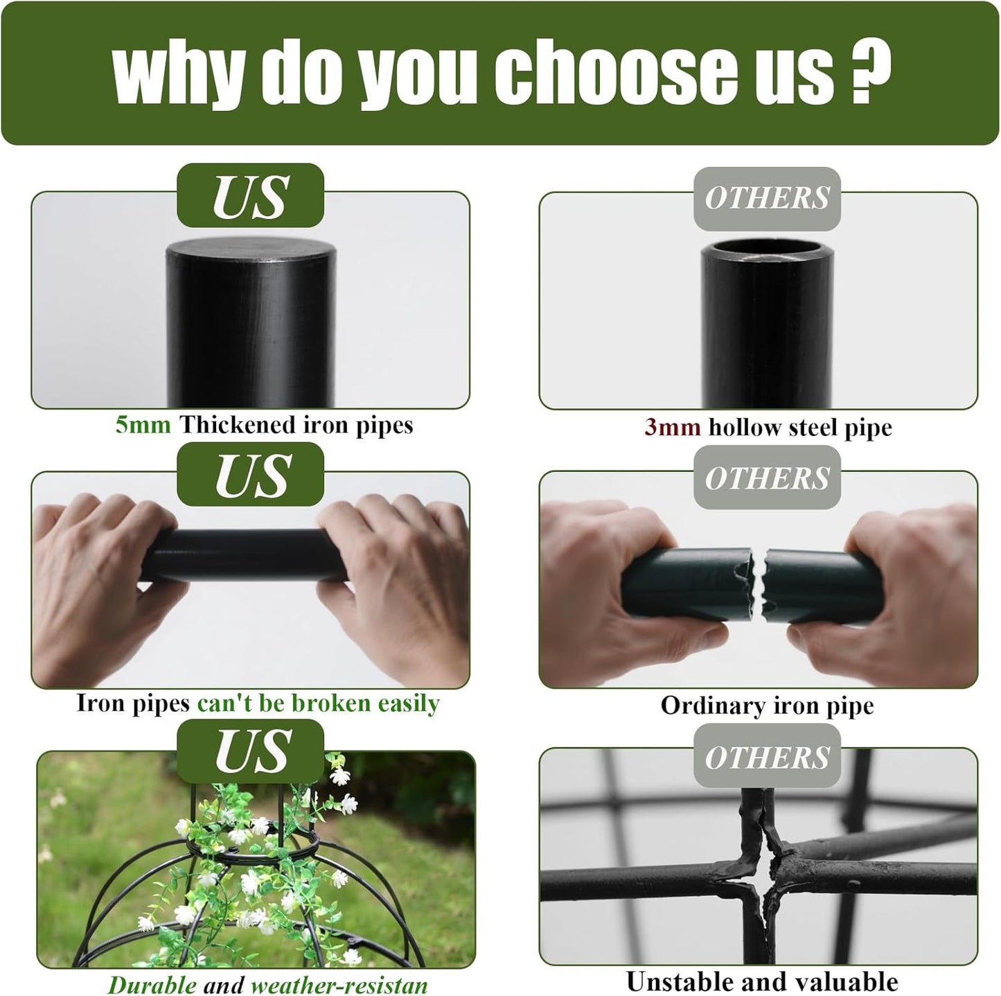 48.8"x17" Metal Obelisk Trellis for Climbing Plants | Unique Outdoor Support for Rose Bushes and Tall Vines | Durable & Weather-Resistant Garden Decor