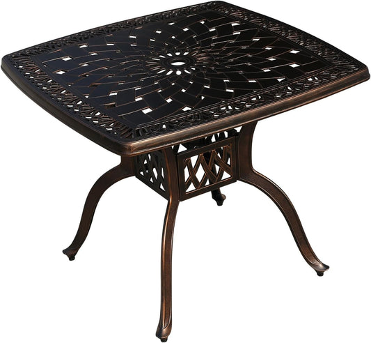 Outdoor Table Cast Aluminum Square Patio Table with Umbrella Hole All Weather Outdoor Dining Tables for Lawn Garden Backyard (90 * 90cm Woven Square Tables)