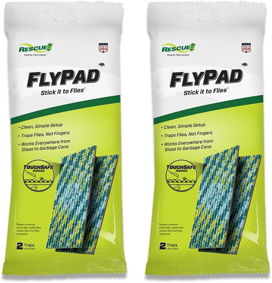 RESCUE! FlyPad – Sticky Fly Traps for Indoor & Outdoor Use - 2 Pack (4 Traps)