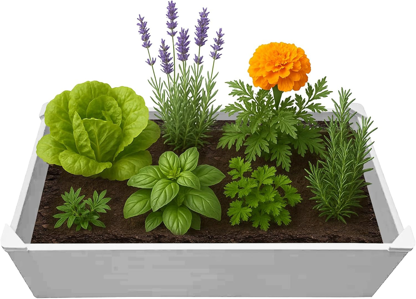 Raised Garden Bed - 2x4 ft Planter Box - White HDPE - No Tools Needed - DIY Kit for Urban Gardening, Flowers, Herbs & Vegetables - Made in The USA