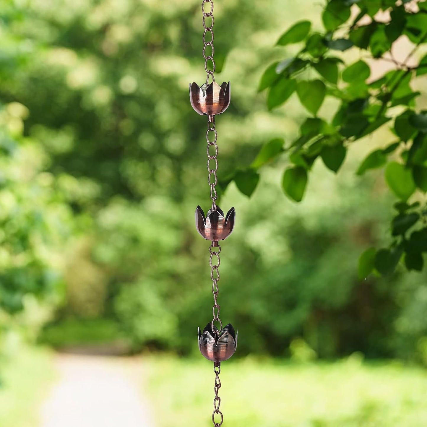 Rain Chain Decoration 6 Ft., Rain Catcher Chain Gutter Metal Downspout 70'' for House Eaves, Garden & Home, Flower Shape Rain Chains