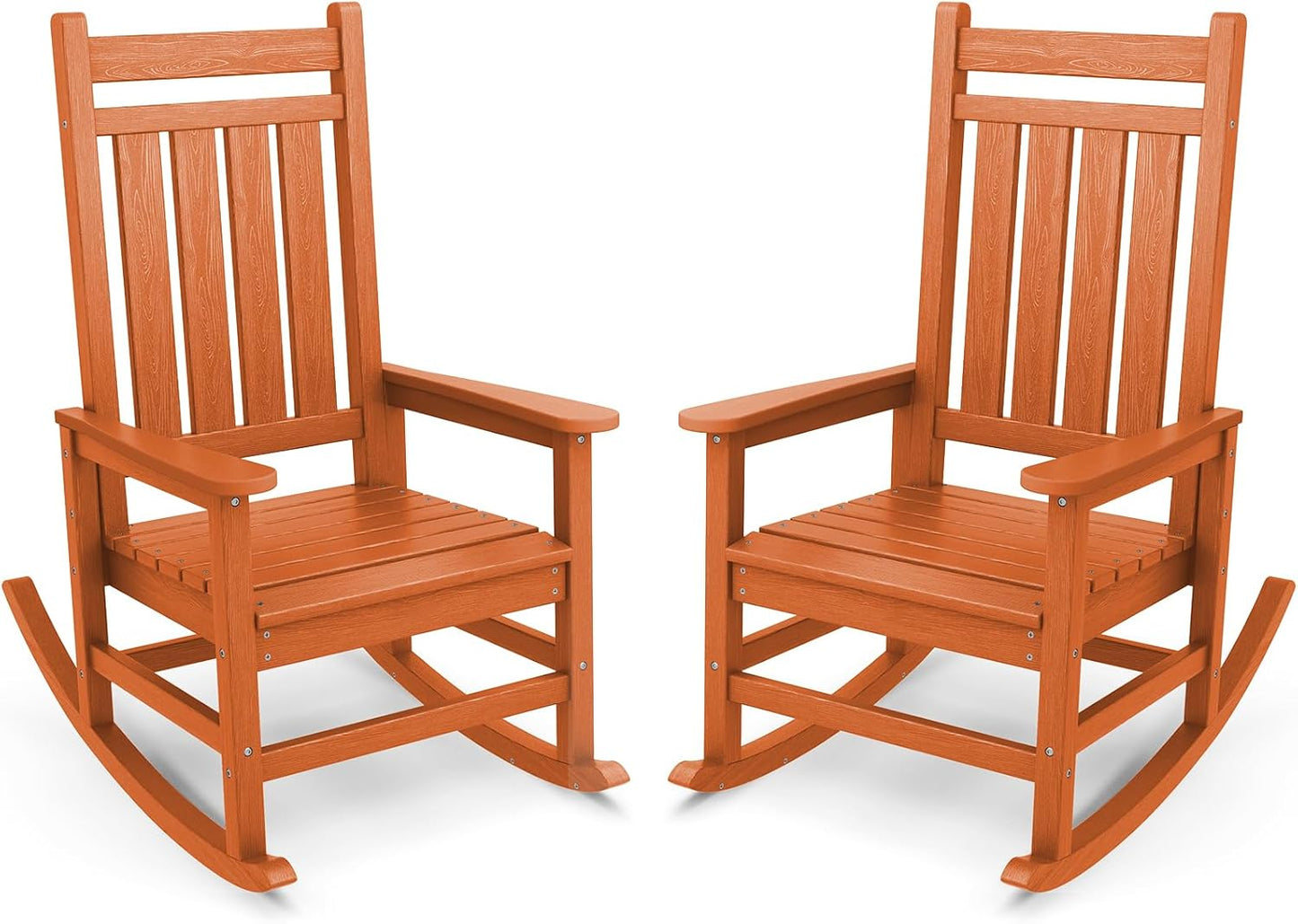 SERWALL Outdoor Rocking Chair Set for Porch (Chair Set of 2, Light Orange)