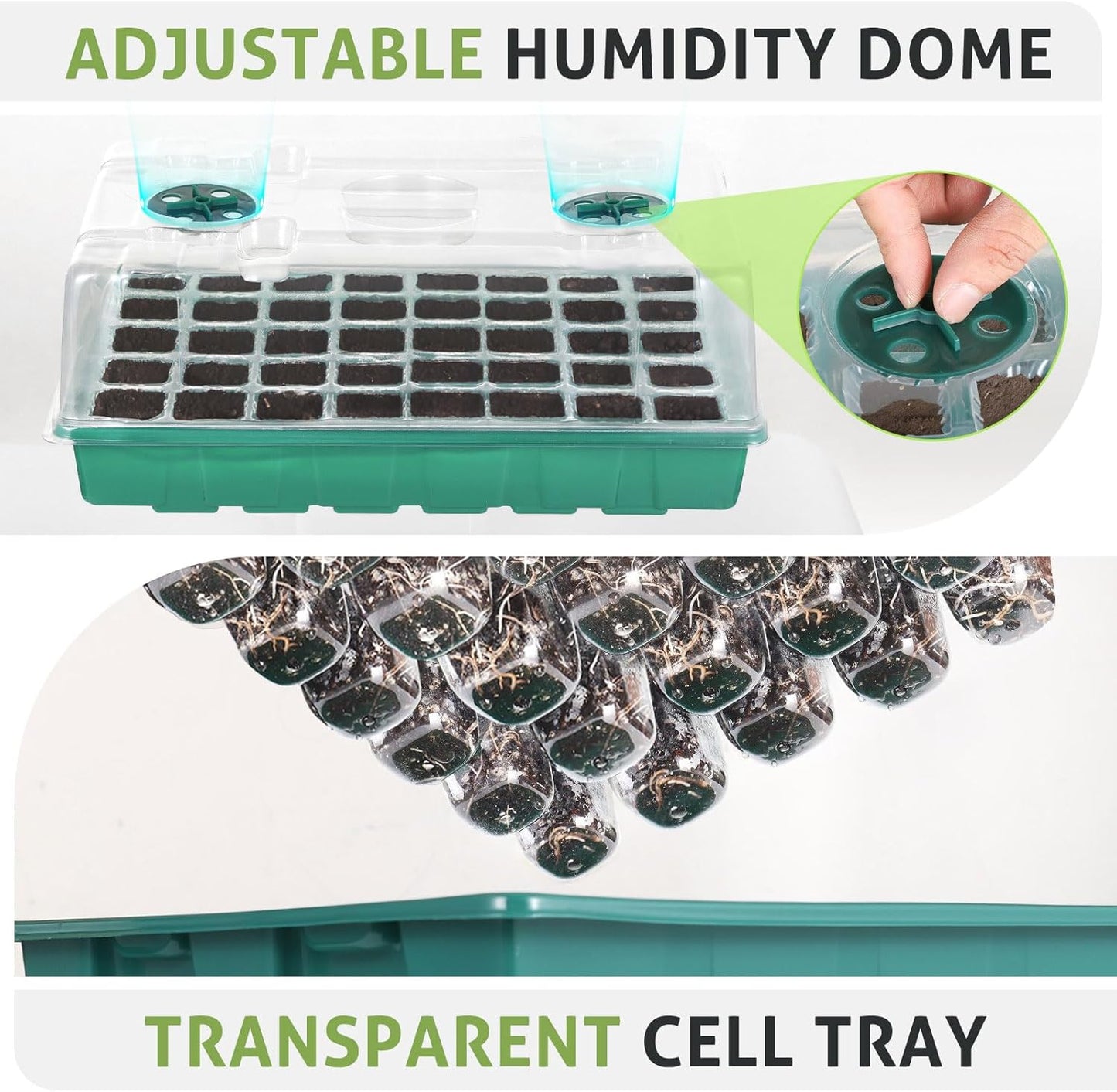 3 Pack Seed Starter Tray with Grow Light, 120 Cells Seeding Starter Kits, Germination Kit, Green House Germination Trays with Smart Timer, Humidity Dome, Garden Tools Labels