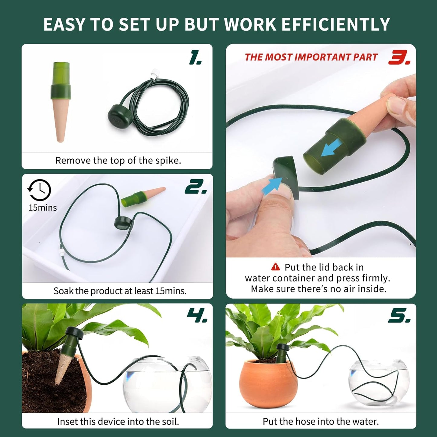 BYDOLL Plant Self-Watering Stakes Automatic Dripper Watering Spikes for Indoor Outdoor Bonsai,Houseplant Insert Devices for Vacation Garden use,Drip Irrigation System for Plant 10 Pack