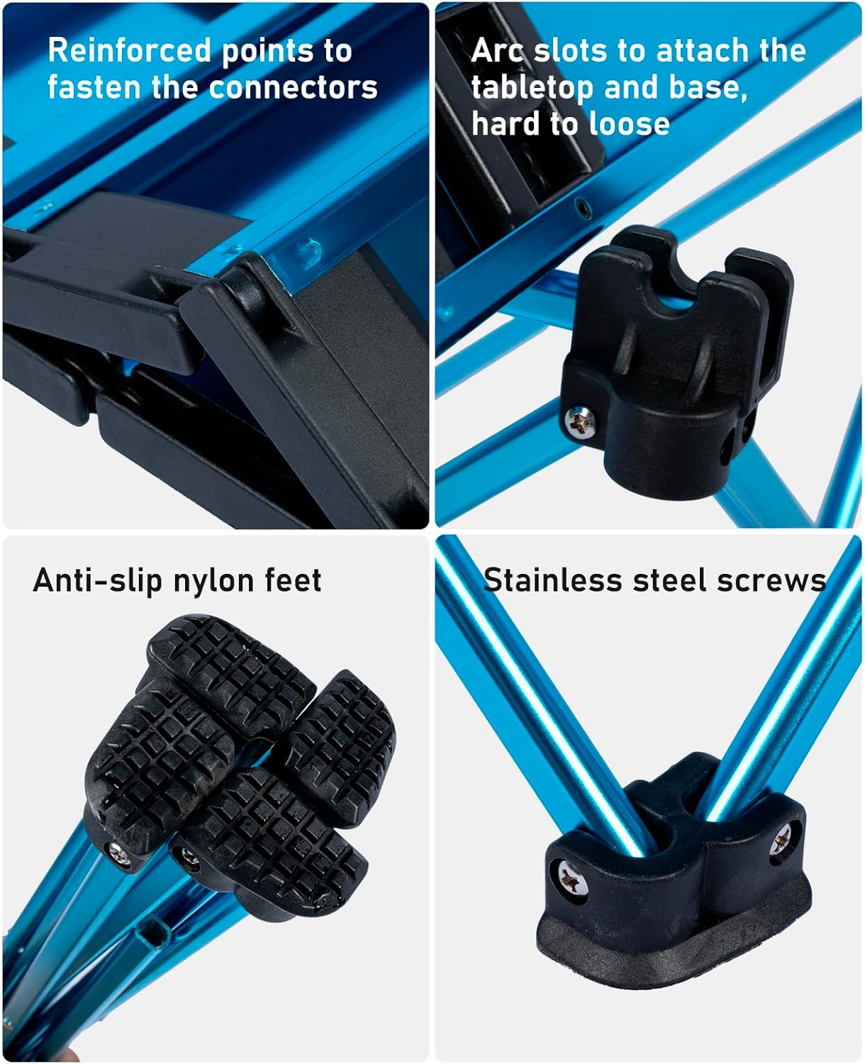 iClimb Ultralight Compact Camping Folding Table with Carry Bag (Blue - L)