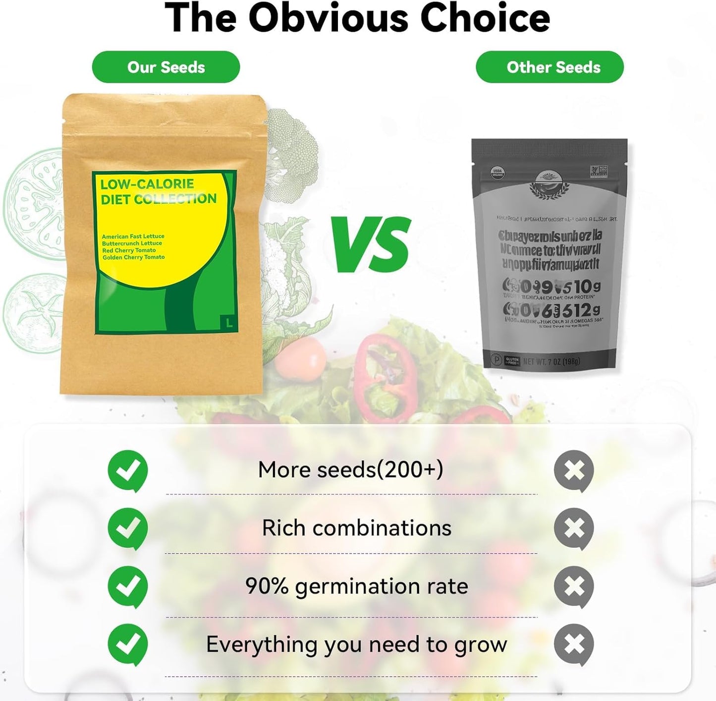 inbloom Organic Salad Seed Pod Kit for AeroGarden, Ahopegarden Hydroponics Growing System,Low-Calorie Food, 12-Pods (350+ Seeds, Include Fast and Butter Lettuce, Red Cherry and Golden Cherry Tomato)