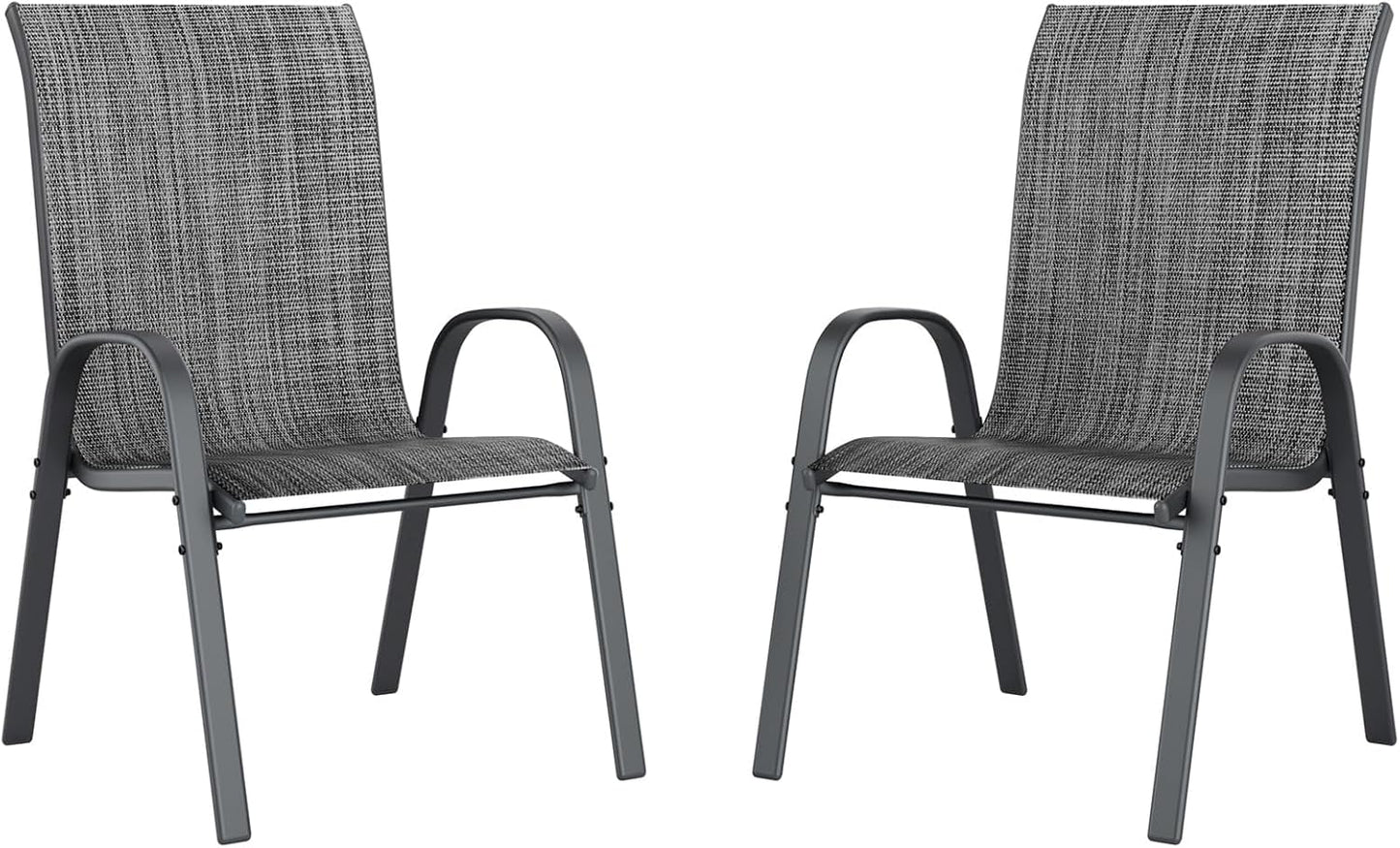 UDPATIO Patio Chairs Set of 2, Stackable Outdoor Dining Chairs with High Back, Breathable Textilene Fabric Outdoor Chair All Weather, 350LBS Capacity for Garden, Backyard (Dark Grey)