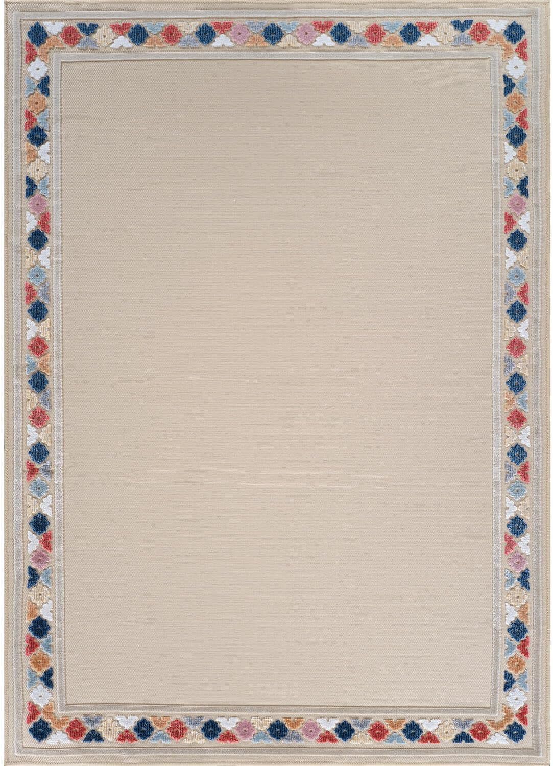 Beverly Rug Outdoor Rug 10x14 Modern Bordered Large Area Rugs for Indoor and Outdoor Patio Easy to Clean Non Shedding Living Room Porch Garden Washable Outside Carpet (10 x 14 Beige)