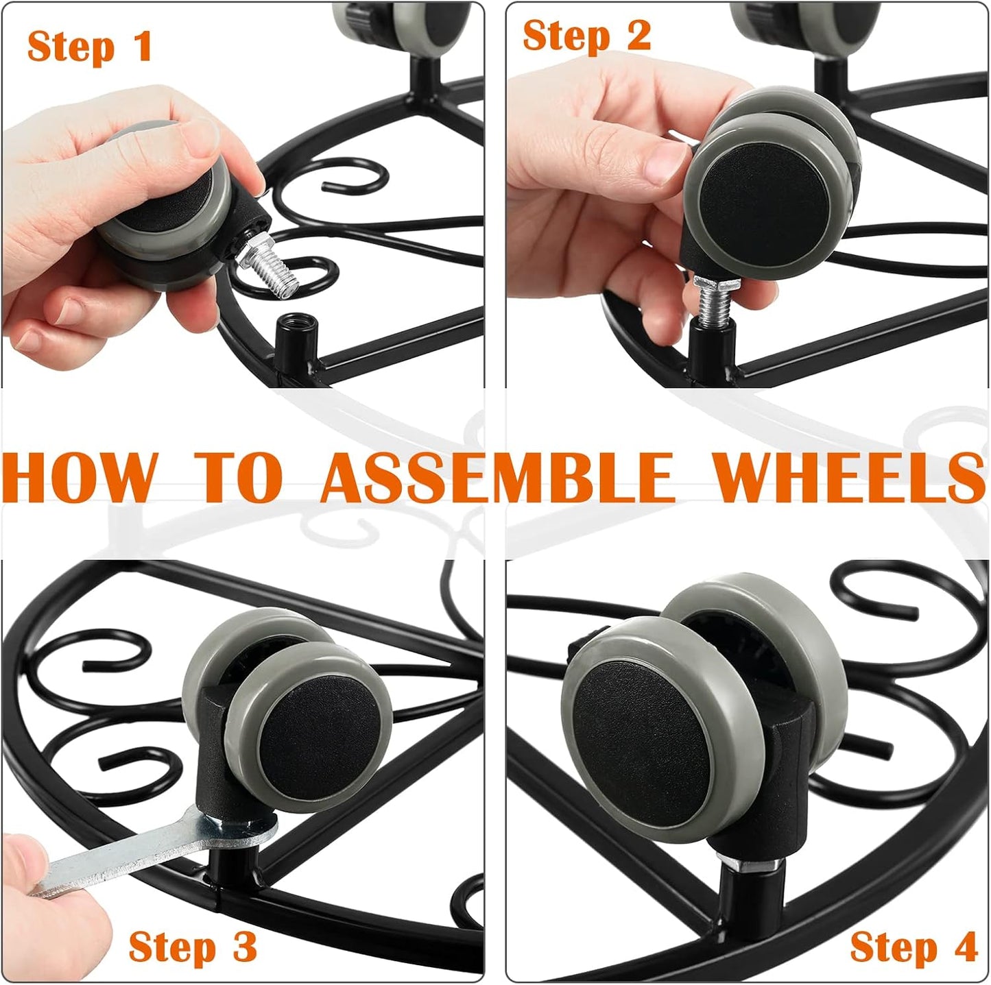 3 Pack Plant Caddy with Wheels Heavy Duty 13.5 Inches Metal Plant Stand with Wheels Plant Dolly Rolling Plant Stand Plant Roller with Casters for Indoor and Outdoor, Black