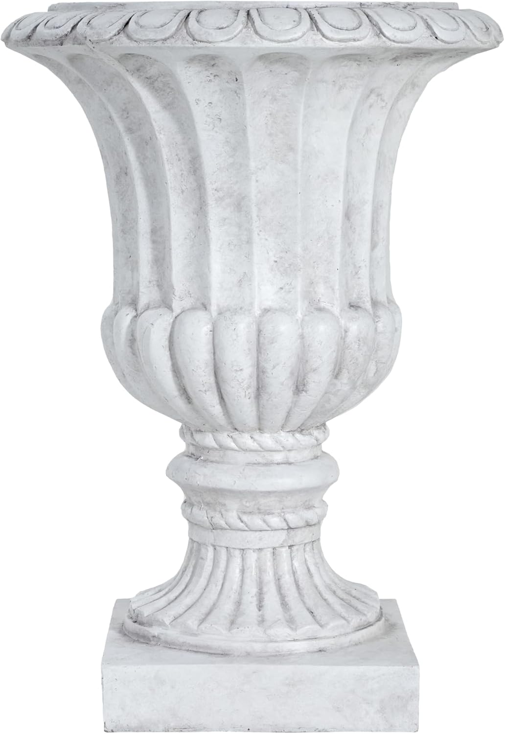 Christopher Knight Home Stella Outdoor Urn Planter with Drainage Hole, Mid-Century Modern Garden Urn, Large Garden Pot, Floral Relief Design, Sturdy MGO Outdoor Planter, Flower Urn, Antique White