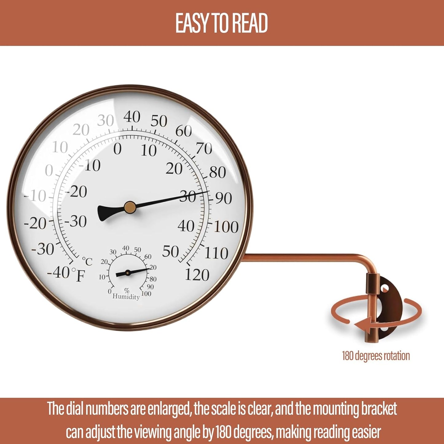 6 INCH Outdoor Thermometer, Decorative Outside Thermometer for Patio,Window,Greenhouse and Garage