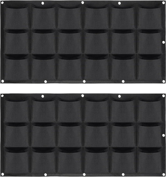 ZOENHOU 2 Pack Total 36 Roomy Pockets Horizontal Garden Planter, Waterproof Wall-Hanging Flower Pot Bags, Felt Wall Mount Balcony Planter Pouch for Herbs, Succulent, Flowers and Vegetables