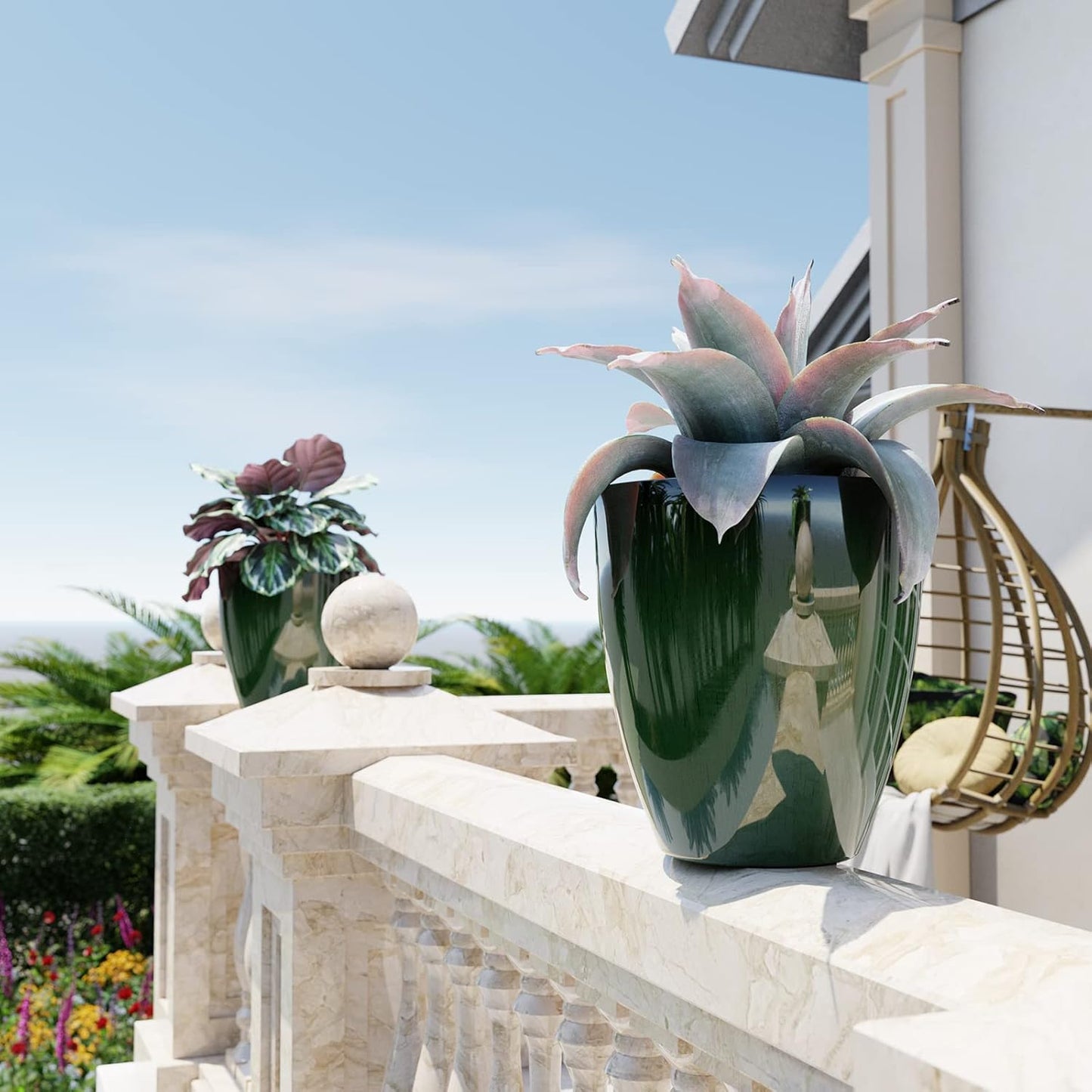 QCQHDU 10 inch Plant Pot with Drainage Hole, 2 Pack Sturdy Pots for Plant Tree Flower, Large PlanterPlanters for Indoor & Outdoor Plants