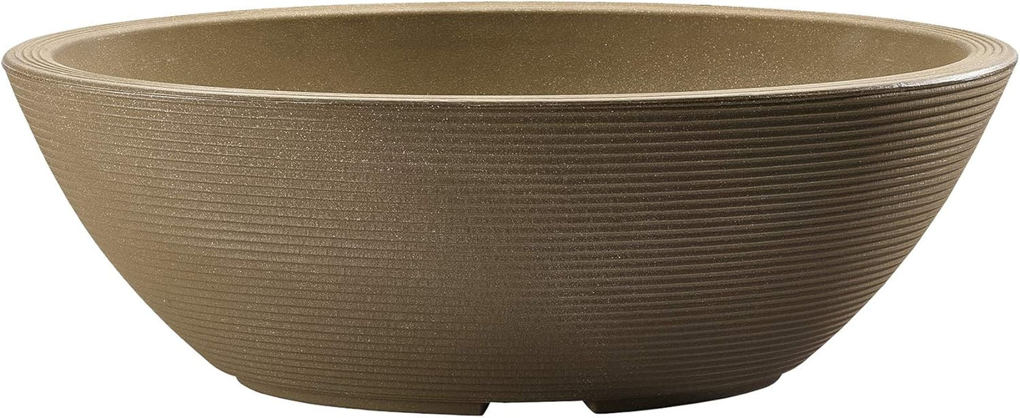 Crescent Garden Delano Oval Planter Bowl, Succulent Garden, Unique Indoor/Outdoor Double-Walled Plant Bowl with Plug- Oval Shape - 24" L x 17" W x 8" H (Mocha)