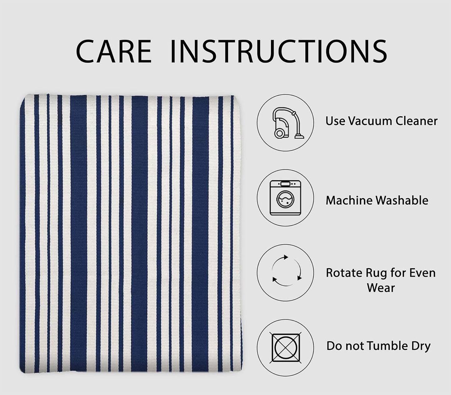 IOHOUZE Navy and White Striped Rug 4'x6' Outdoor Rugs, Washable Area Rug for Double Front Door, Large Patio Rug Outdoor Indoor, Doormat for Entryway Porch Entrance