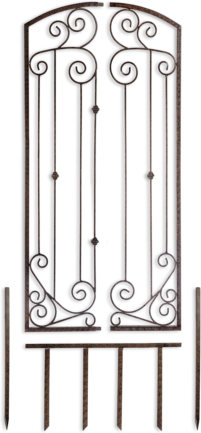 H Potter Trellis Garden Large Wrought Iron Heavy Scroll Metal Decoration Weather Resistant Lawn Patio Screen