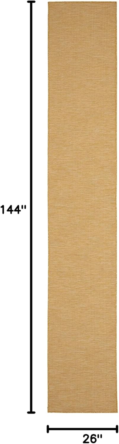 Nourison Positano Indoor/Outdoor Yellow 2'2" x 12' Area Rug, Easy Cleaning, Non Shedding, Bed Room, Living Room, Dining Room, Backyard, Deck, Patio (2x12)