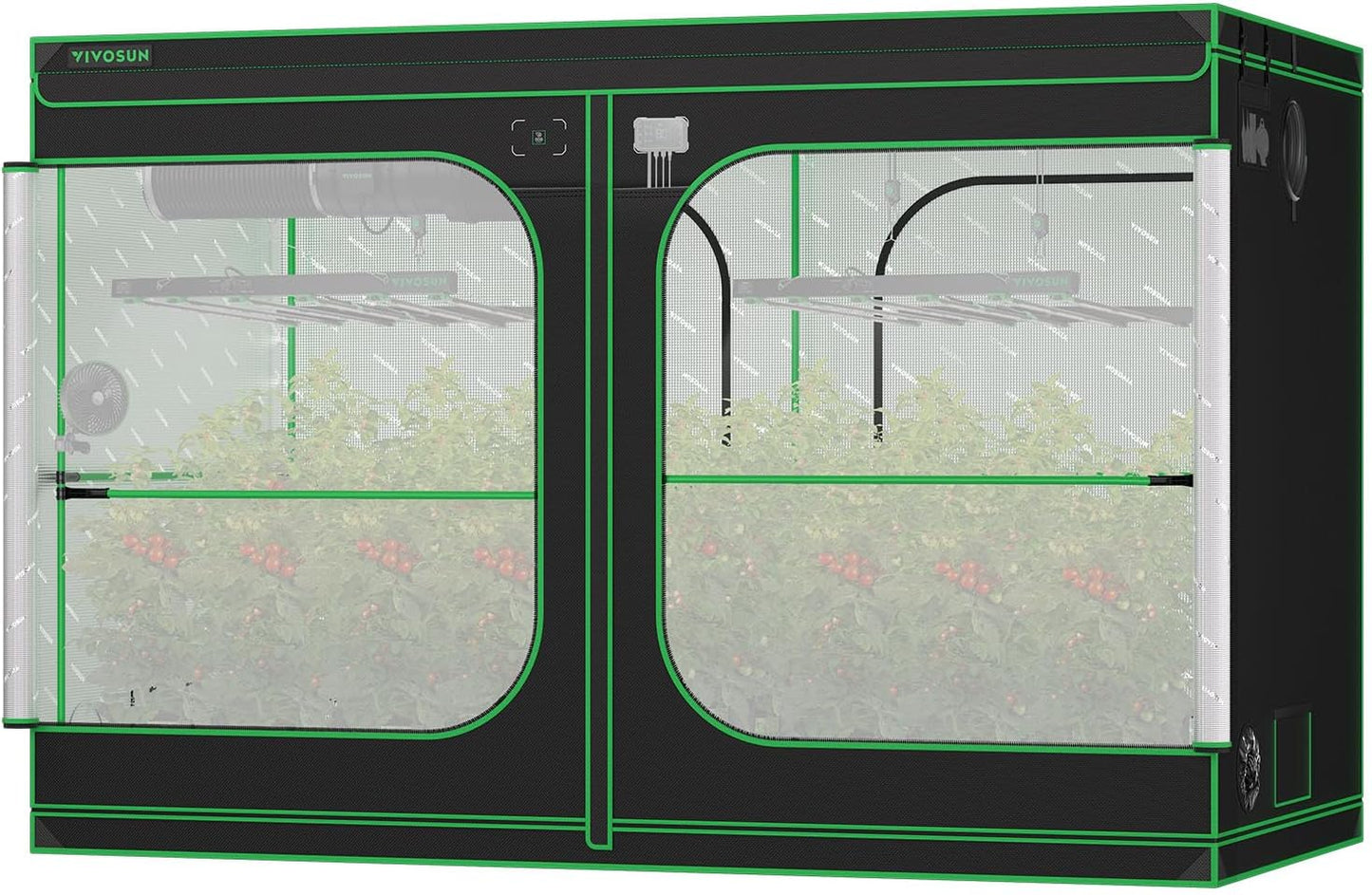 VIVOSUN P105 120"×60"×80" PRO Grow Tent, with Thick 1 inch Poles, Strengthened High Reflective Mylar Oxford Fabric, Extra Hanging Bars & High CFM Kit for Hydroponics Indoor Plant for VSFD6500×2