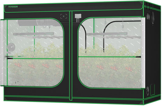 VIVOSUN P105 120"×60"×80" PRO Grow Tent, with Thick 1 inch Poles, Strengthened High Reflective Mylar Oxford Fabric, Extra Hanging Bars & High CFM Kit for Hydroponics Indoor Plant for VSFD6500×2