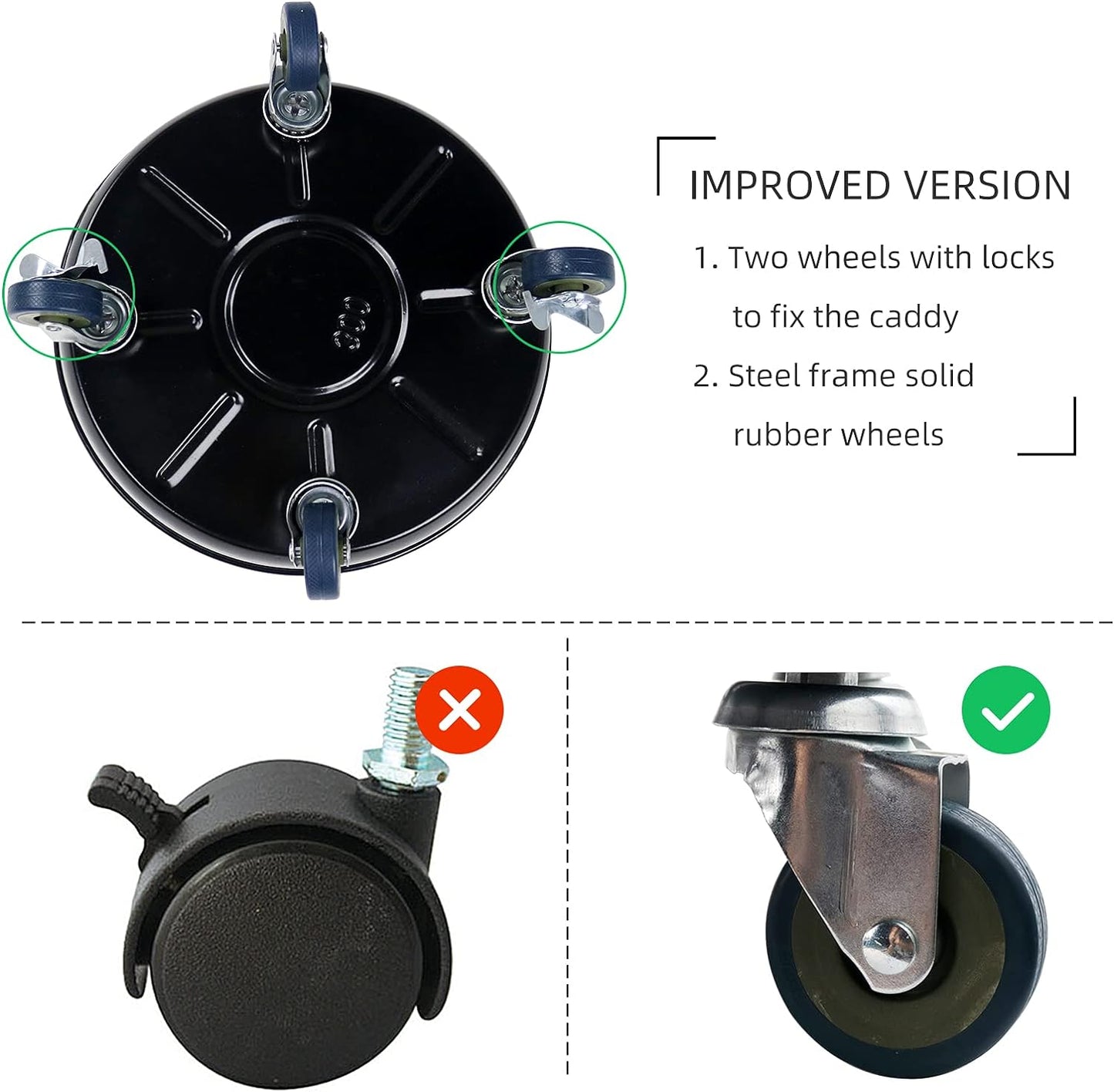 Choclaif Plant Caddy with Wheels,3 Pack Black Heavy Duty Plant Stand with Universal Wheels,Round Pot Trolley for Indoor Outdoor (12.12)