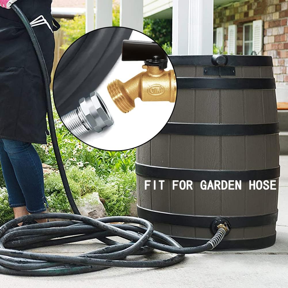 Joywayus Brass Water Container/Rain Barrel Spigot 3/4" Threaded Quarter Turn Ball Valve & 3/4" Female to 1" Male Threaded Bulkhead Fitting Water Tank Connector Fit for Garden Hose